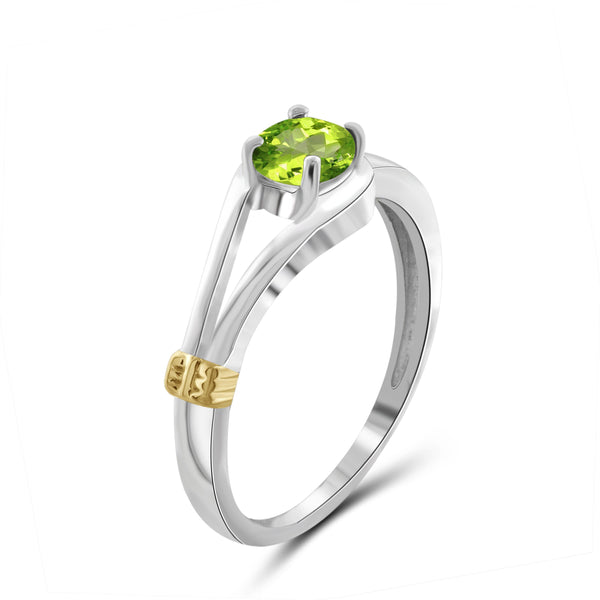 JewelonFire 1/2 Carat T.G.W. Peridot Two Tone Sterling Silver Ring