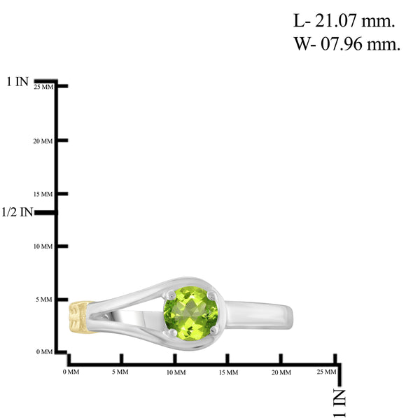 JewelonFire 1/2 Carat T.G.W. Peridot Two Tone Sterling Silver Ring