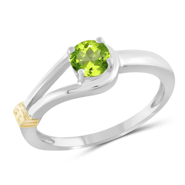 JewelonFire 1/2 Carat T.G.W. Peridot Two Tone Sterling Silver Ring