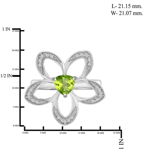 JewelonFire 1.00 Carat T.G.W. Peridot And White Diamond Accent Sterling Silver Ring - Assorted Colors