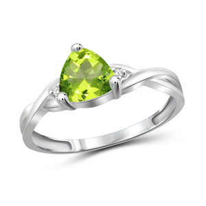 JewelonFire 1 1/2 Carat T.G.W. Peridot And White Diamond Accent Sterling Silver Ring - Assorted Colors