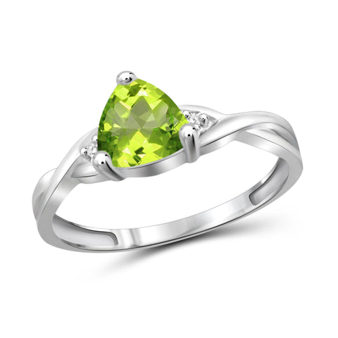 JewelonFire 1 1/2 Carat T.G.W. Peridot And White Diamond Accent Sterling Silver Ring - Assorted Colors