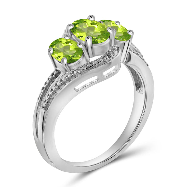 JewelonFire 1 3/4 Carat T.G.W. Peridot And White Diamond Accent Sterling Silver Ring - Assorted Colors