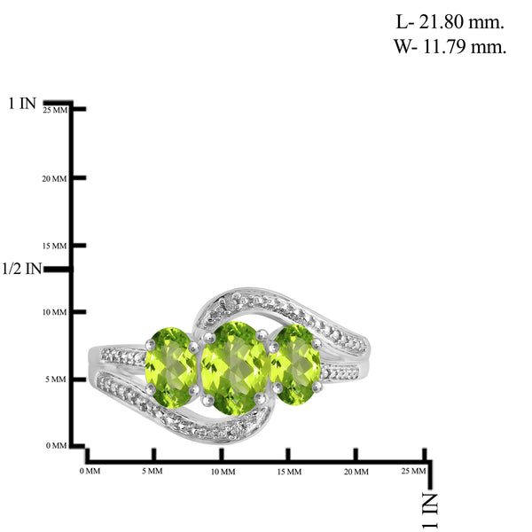 JewelonFire 1 3/4 Carat T.G.W. Peridot And White Diamond Accent Sterling Silver Ring - Assorted Colors