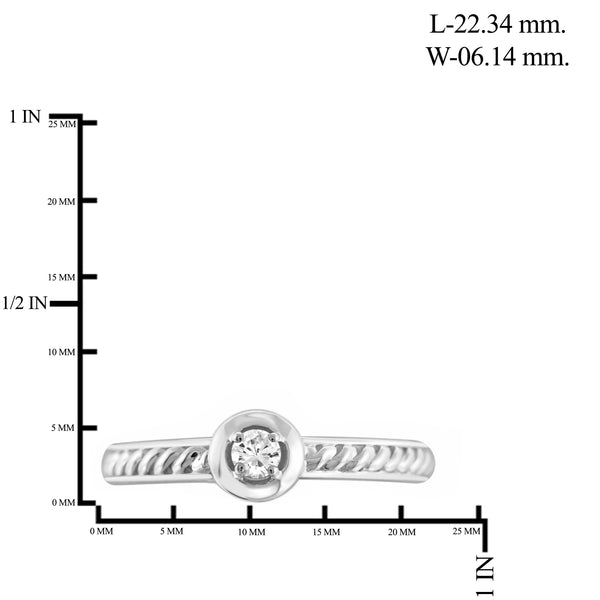 JewelonFire 1/10 Carat T.W. White Diamond Sterling Silver Stackable Ring - Assorted Colors