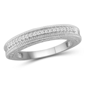 JewelonFire 1/10 Carat T.W. White Diamond Sterling Silver Stackable Band - Assorted Colors