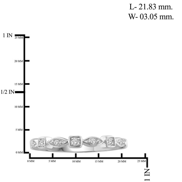 JewelonFire 1/10 Carat T.W. White Diamond Sterling Silver Stackable Band - Assorted Colors