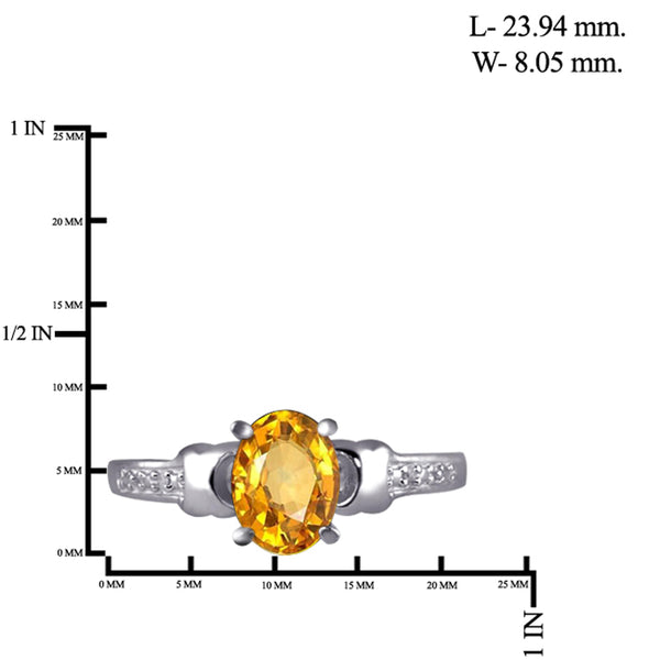 JewelonFire 1.00 Carat T.G.W. Citrine And White Diamond Accent Sterling Silver Ring - Assorted Colors