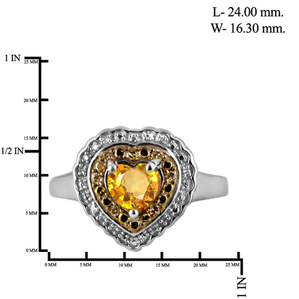 JewelonFire 1 1/2 Carat T.G.W. Citrine And 1/7 Carat T.W. Champagne & White Diamond Sterling Silver Ring