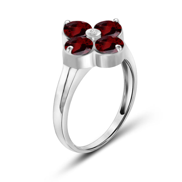 JewelonFire 2 1/2 Carat T.G.W. Garnet and White Diamond Accent Sterling Silver Ring - Assorted Colors