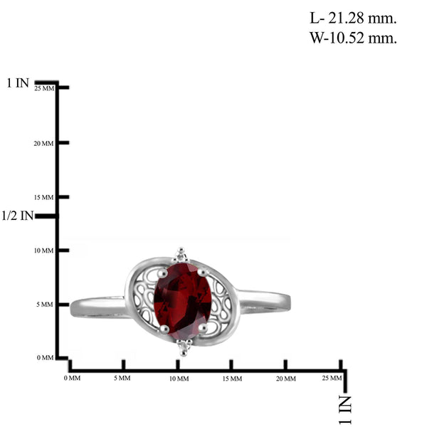 JewelonFire 1.00 Carat T.G.W. Garnet And White Diamond Accent Sterling Silver Ring - Assorted Colors