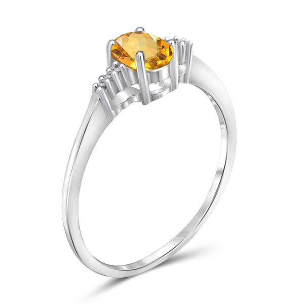 JewelonFire 1/2 Carat T.G.W. Citrine And White Diamond Accent Sterling Silver Ring - Assorted Colors