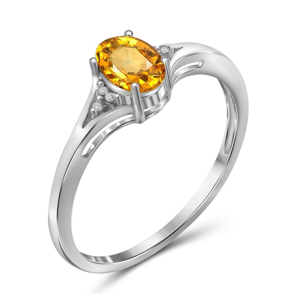 JewelonFire 1/2 Carat T.G.W. Citrine And White Diamond Accent Sterling Silver Ring - Assorted Colors