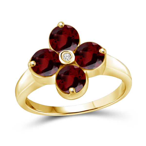 JewelonFire 2 1/2 Carat T.G.W. Garnet and White Diamond Accent Sterling Silver Ring - Assorted Colors