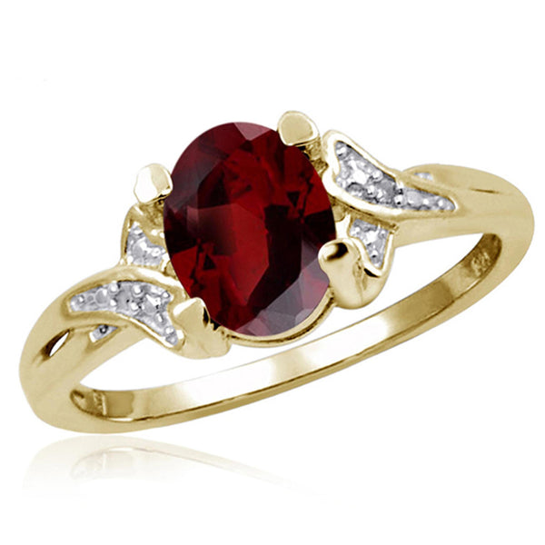 JewelonFire 1 1/2 Carat T.G.W. Garnet And White Diamond Accent Sterling Silver Ring - Assorted Colors