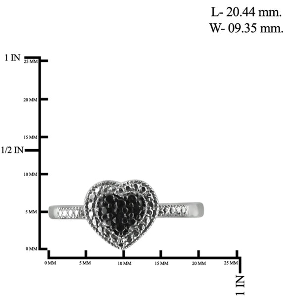 JewelonFire 1/20 Carat T.W. Black Diamond Sterling Silver 3 Piece Heart Jewelry Set