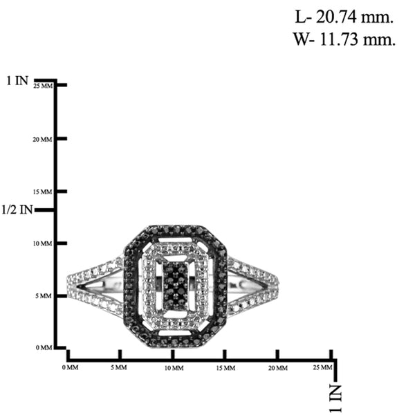 JewelonFire Accent Black Diamond Sterling Silver 3 Piece Octagon Jewelry Set