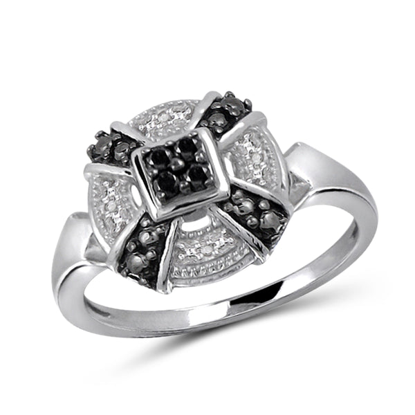 JewelonFire 1/4 Carat T.W. Black And White Diamond Sterling Silver 3 Piece Jewelry Set