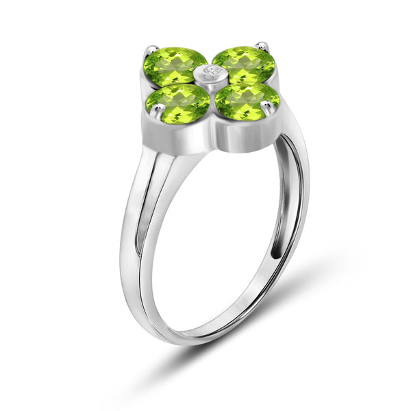 JewelonFire 1 3/4 Carat T.G.W. Peridot and White Diamond Accent Sterling Silver Ring - Assorted Colors