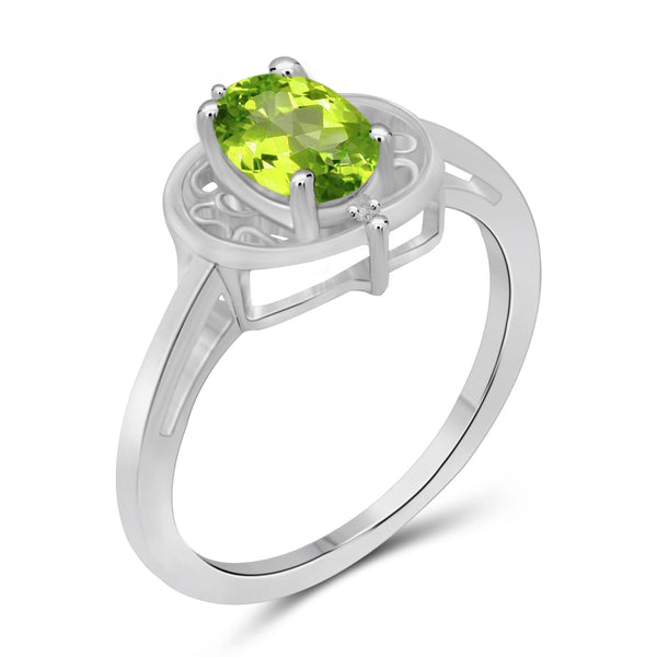 JewelonFire 3/4 Carat T.G.W. Peridot And White Diamond Accent Sterling Silver Ring - Assorted Colors