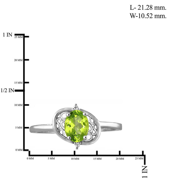 JewelonFire 3/4 Carat T.G.W. Peridot And White Diamond Accent Sterling Silver Ring - Assorted Colors