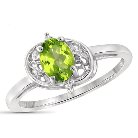 JewelonFire 3/4 Carat T.G.W. Peridot And White Diamond Accent Sterling Silver Ring - Assorted Colors