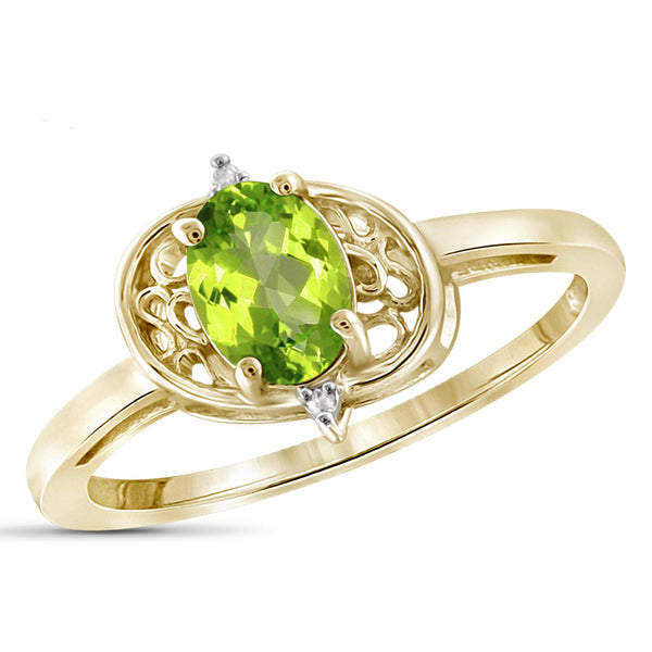 JewelonFire 3/4 Carat T.G.W. Peridot And White Diamond Accent Sterling Silver Ring - Assorted Colors