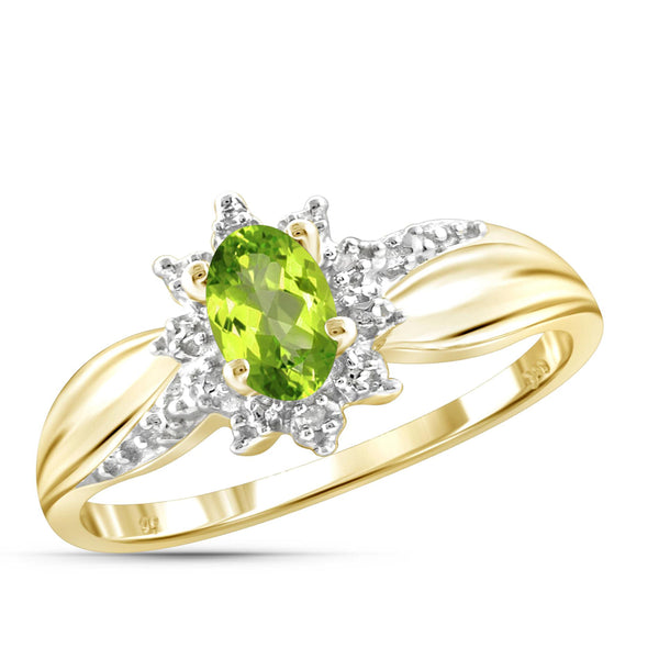 JewelonFire 1/2 Carat T.G.W. Peridot And White Diamond Accent Sterling Silver Ring - Assorted Colors