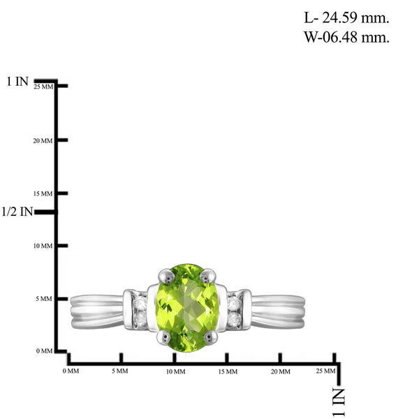 JewelonFire 3/4 Carat T.G.W. Peridot And 1/20 Carat T.W. White Diamond Sterling Silver Ring - Assorted Colors