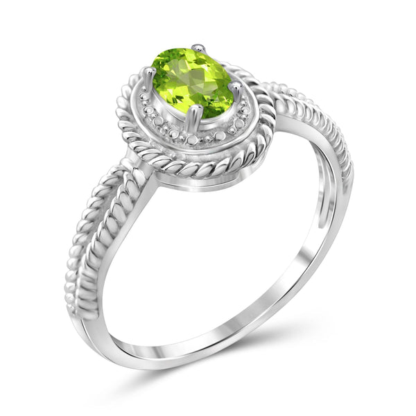 JewelonFire 1/2 Carat T.G.W. Peridot And White Diamond Accent Sterling Silver Ring - Assorted Colors