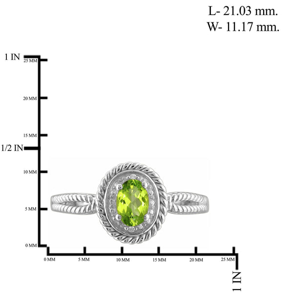 JewelonFire 1/2 Carat T.G.W. Peridot And White Diamond Accent Sterling Silver Ring - Assorted Colors