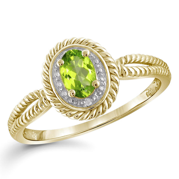 JewelonFire 1/2 Carat T.G.W. Peridot And White Diamond Accent Sterling Silver Ring - Assorted Colors