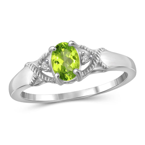 JewelonFire 1/2 Carat T.G.W. Peridot And White Diamond Accent Sterling Silver Ring - Assorted Colors