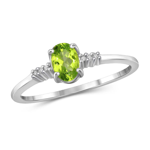 JewelonFire 1/2 Carat T.G.W. Peridot And White Diamond Accent Sterling Silver Ring - Assorted Colors