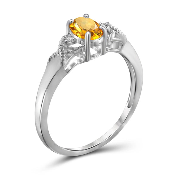 JewelonFire 1/2 Carat T.G.W. Citrine And White Diamond Accent Sterling Silver Ring - Assorted Colors