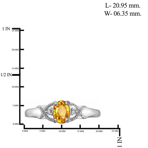 JewelonFire 1/2 Carat T.G.W. Citrine And White Diamond Accent Sterling Silver Ring - Assorted Colors