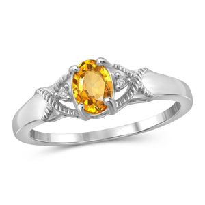 JewelonFire 1/2 Carat T.G.W. Citrine And White Diamond Accent Sterling Silver Ring - Assorted Colors