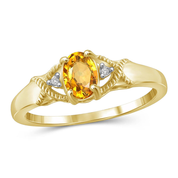 JewelonFire 1/2 Carat T.G.W. Citrine And White Diamond Accent Sterling Silver Ring - Assorted Colors