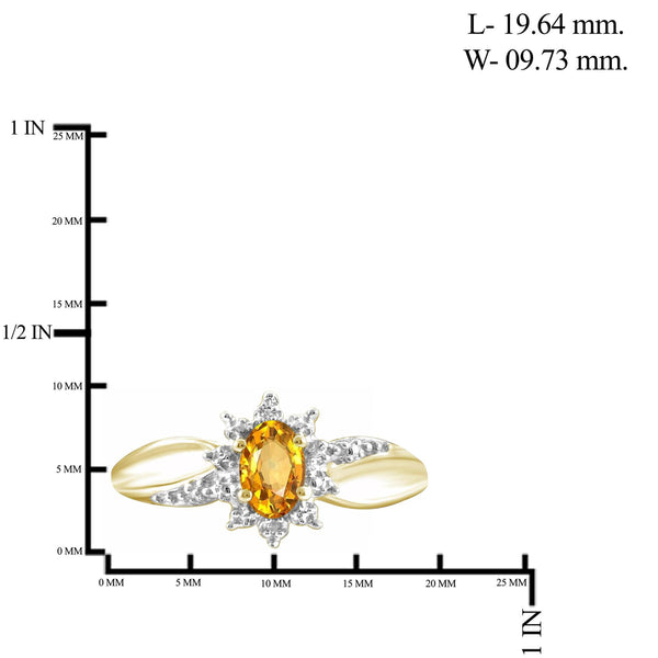 JewelonFire 1/2 Carat T.G.W. Citrine And White Diamond Accent Sterling Silver Ring - Assorted Colors