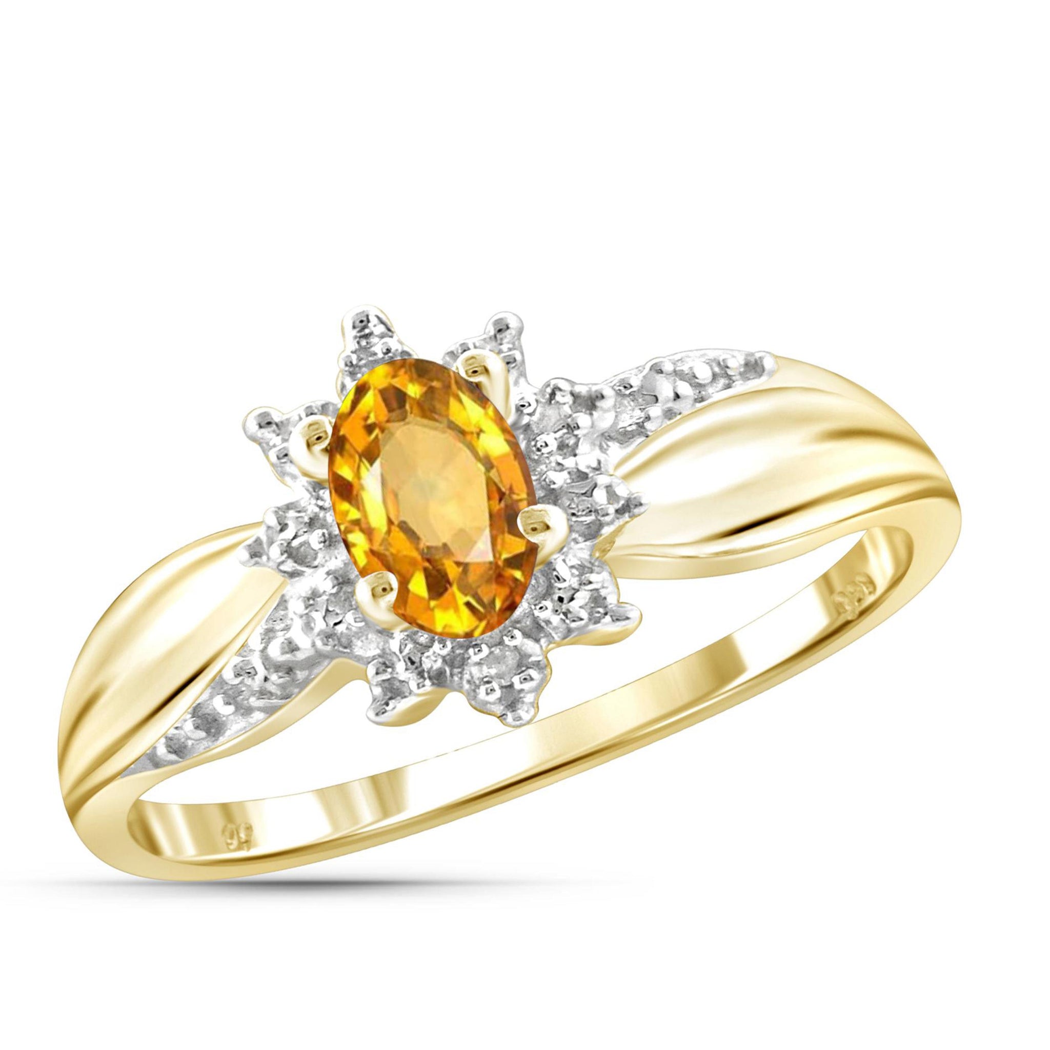 JewelonFire 1/2 Carat T.G.W. Citrine And White Diamond Accent Sterling Silver Ring - Assorted Colors