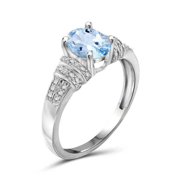 JewelonFire 1 1/2 Carat T.G.W. Sky Blue Topaz And White Diamond Accent Sterling Silver Ring - Assorted Colors