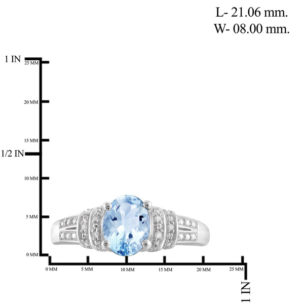 JewelonFire 1 1/2 Carat T.G.W. Sky Blue Topaz And White Diamond Accent Sterling Silver Ring - Assorted Colors