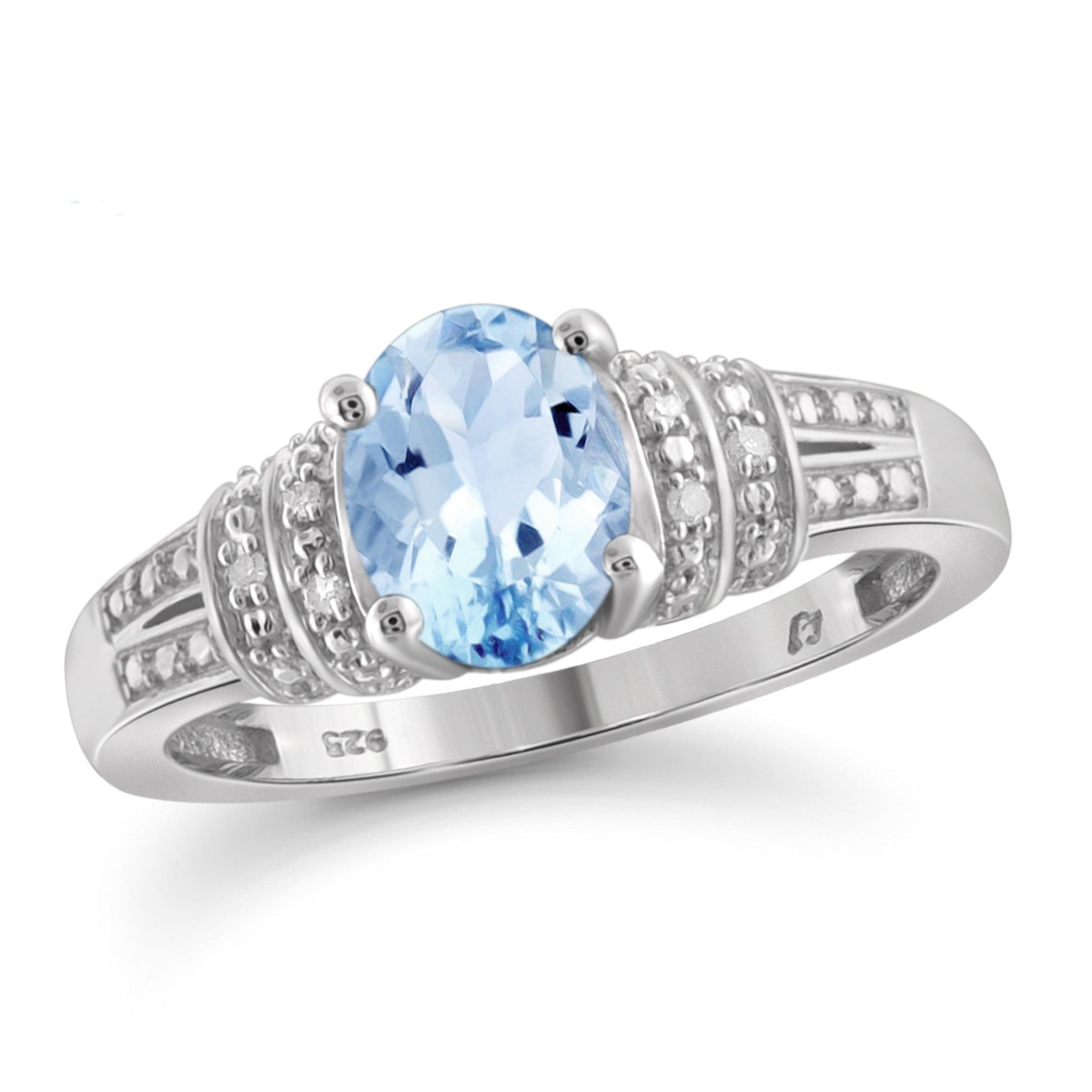 JewelonFire 1 1/2 Carat T.G.W. Sky Blue Topaz And White Diamond Accent Sterling Silver Ring - Assorted Colors