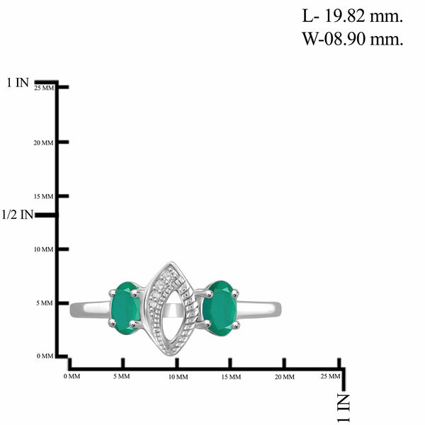 JewelonFire 2.70 Carat T.G.W. Emerald And 1/10 Carat T.W. White Diamond Sterling Silver 4 Piece Jewelry Set - Assorted Colors