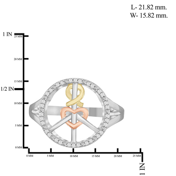 JewelonFire White Diamond Accent Three Tone Sterling Silver Ring