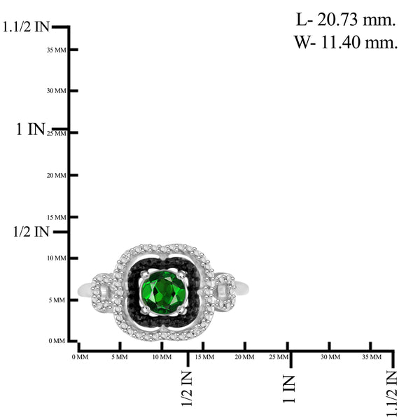 JewelonFire 1.50 Carat T.G.W. Chrome Diopside And 1/20 Carat T.W. White Diamond Sterling Silver Cluster 3 Piece Jewelry Set - Assorted Colors