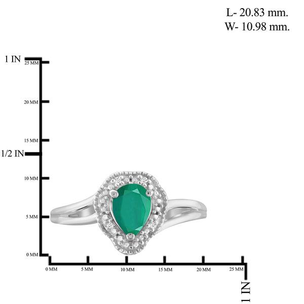 JewelonFire 0.70 Carat T.G.W. Emerald And Accent White Diamond Sterling Silver Ring - Assorted Colors