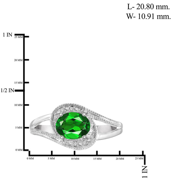 JewelonFire 2.85 Carat T.G.W. Chrome Diopside And 1/20 Carat T.W. White Diamond Sterling Silver 3 Piece Jewelry Set - Assorted Colors