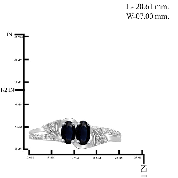 JewelonFire 2.50 Carat T.G.W. Sapphire And 1/20 Carat T,W. White Diamond Sterling Silver 3 Piece Jewelry Set - Assorted Colors