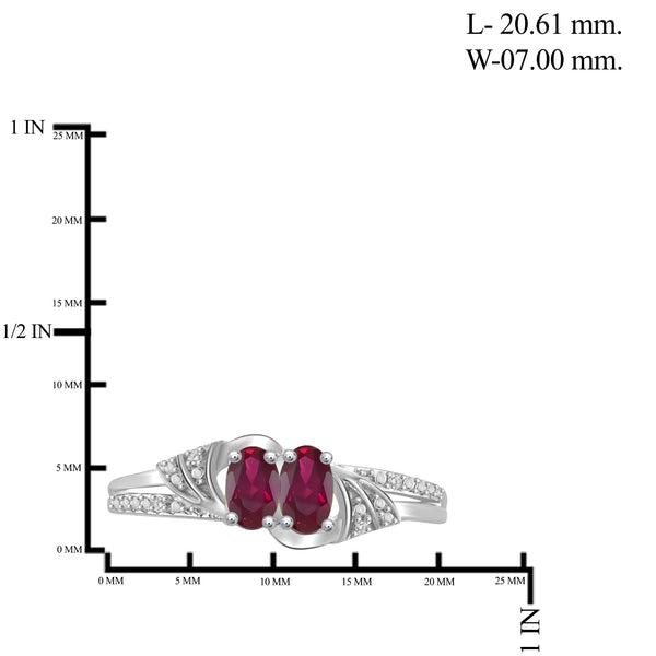 JewelonFire 2.00 Carat T.G.W. Ruby And 1/20 Carat T.W. White Diamond Sterling Silver 3 Piece Jewelry Set - Assorted Colors